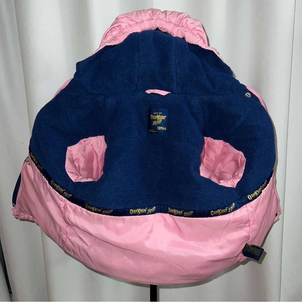 OshKosh B’gosh Pink & Navy Hooded Puffer Jacket | 18 Months - Picture 5 of 8